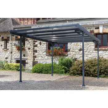 Garážová vrata kovový přístřešek / carport TRIGANO JARDIN MISTRAL (Hliníkový přístřešek pro auto, <b>rozměry š 297 x d 494 x v 226 cm, </b>zastavěná plocha 14,67 m<sup>2</sup>, barva antracit.)