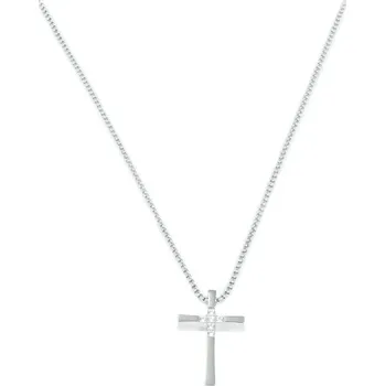 Náhrdelník Náhrdelník Křížek 2,4 cm z chirurgické oceli se zirkony S11040110