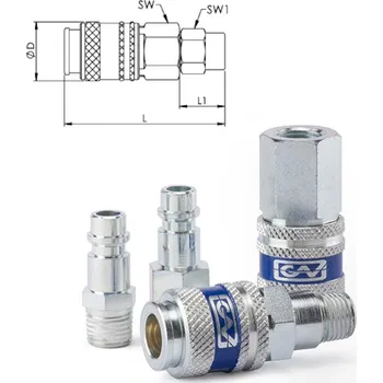 Příslušenství ke kompresoru GAV BEZPEČNOSTNÍ OCELOVÁ RYCHLOSPOJKA STL.VZDUCH 5x8mm