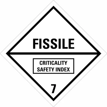 Značení ADR třída 7E - FISSILE - Štěpné látky samolepící vinylová fólie 100 x 100 mm