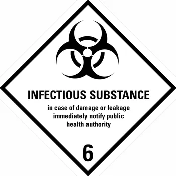 Značení ADR třída 6.2 -INFECTIOUS SUBSTANCE samolepící vinylová fólie 150 x 150 mm