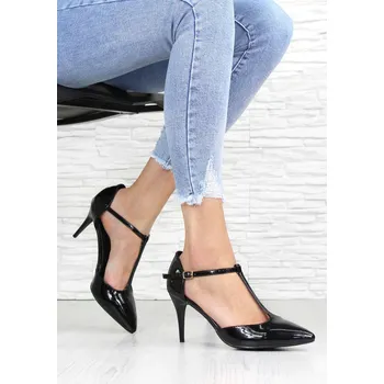 Dámské lodičky Farfalla Černé lakované lodičky RL-2859B Černá 38