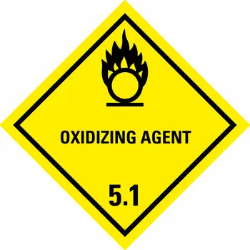 Značení ADR třída 5.1 - OXIDIZING AGENT samolepící vinylová fólie 100 x 100 mm
