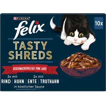 FELIX Tasty Shreds, výběr z venkova 10 × 80 g