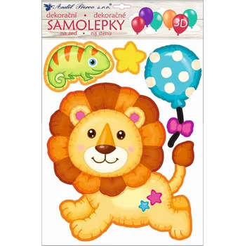 Samolepící dekorace Samolepka na zeď 3D balónková lev 35 x 27 cm