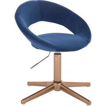 LuxuryForm DESIGN Židle NAPOLI VELUR na zlatém kříži - modrá