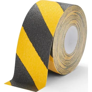 Výstražná páska Černo-žlutá korundová protiskluzová páska FLOMA Hazard Super - 18,3 x 10 cm tloušťka 1 mm