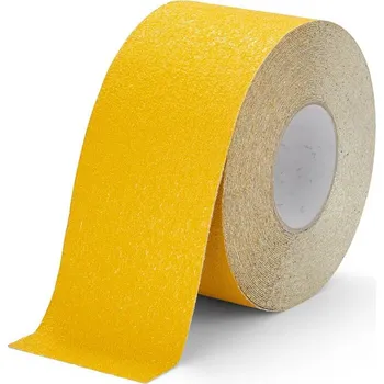 Výstražná páska Žlutá korundová protiskluzová páska pro nerovné povrchy FLOMA Conformable - délka 18,3 m, šířka 10 cm, tloušťka 1,1 mm