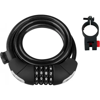 Zámek na kolo Force zámek LUX spirálový kódový + držák, černý