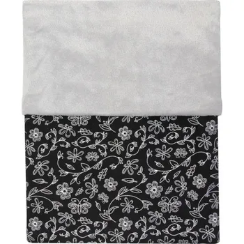 Dětská deka Emitex celoroční deka MIMI černá, stříbrné květy/velvet světle šedý
