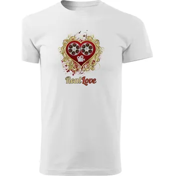 Pánské tričko Grooters Filmové tričko - Real Love, bílé Velikost: L