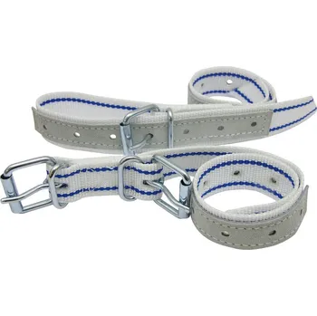 Pouta pro skot, krávu nylonová vyztužená kůží bílo-modrá proti kopání střední plemena