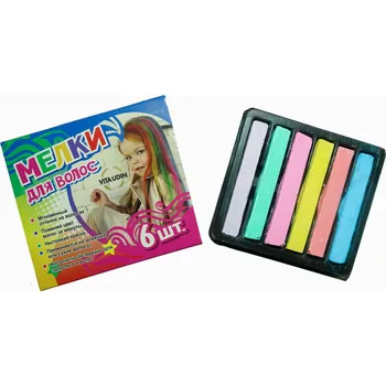 Kresba Křída na vlasy, 6 ks, mix barev