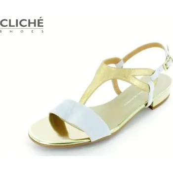 Dámské sandále Metalické sandálky Milano, nízký podpatek, šedo-zlatá 40