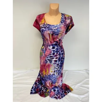 Dámské šaty Veselé šaty DIPOL, Barva Růžová, Velikost XXL 48, Materiál 96% Viskoza 4% Lycra