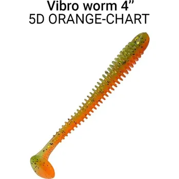 Umělá nástraha Gumová nástraha Crazy Fish Vibro Worm 10cm 5D Orange-chart (5ks)
