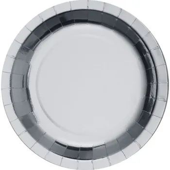Party nádobí Santex Talíře papírové metalické stříbrné 26cm 10ks