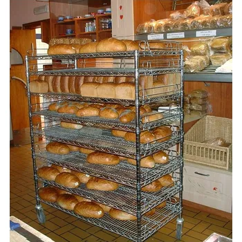 Pekárenský potravinářský vozík na housky 173 x 61 x 152 cm, 8 polic