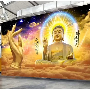 Tapeta Solution Media 3D tapeta - Buddha v oblacich MU3037 2 - Voděodolná hedvábná tkanina - Textilní tapeta lesklá - 200g/m2