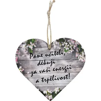 Bohemia Gifts Dekorační dřevěné srdce 12 cm Pro pana učitele