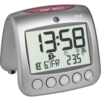 Budík TFA Dostmann 60.2559.54 DCF budík šedá časů buzení 2 2 časy časovače