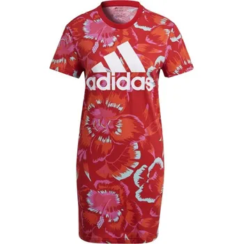 Dámské šaty adidas Farm Rio Floral Print T-Shirt Dress Bold Red/White