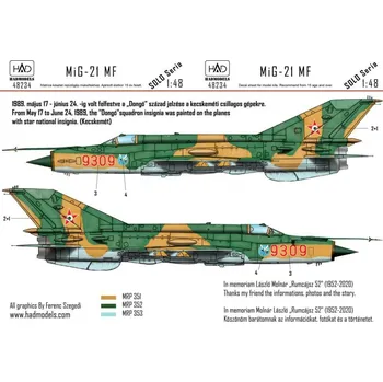 Plastikový model HAD models 1/48 Decal MiG-21 MF HUNOF 9309 Dongó Squadron