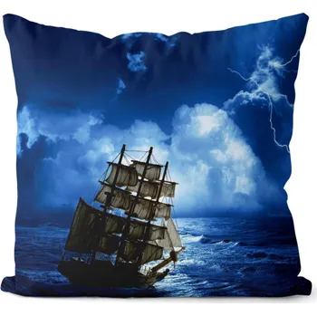 Dekorativní polštářek Polštář Loď v noci 40x40 cm (Velikost: 40 x 40 cm)