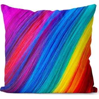 Dekorativní polštářek Polštář Duhové vlasy 40x40 cm (Velikost: 40 x 40 cm)