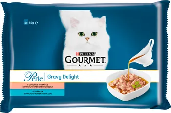 Krmivo pro kočku Purina Gourmet Perle Multipack Gravy Delight losos + tuňák v omáčce 4x 85 g