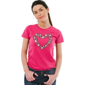 Dámské tričko STRIKER Dámské tričko kopretinové srdce Barva: Růžová, Velikost: L
