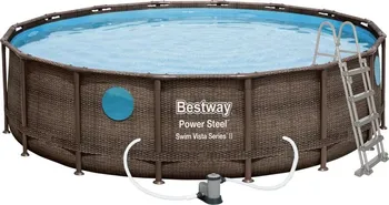Bazén Bestway Swim Vista Rattan 4,88 x 1,22 m + kartušová filtrace, schůdky, plachta