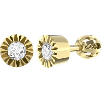 Náušnice Couple, Jemné peckové náušnice Lorea, žluté zlato se zirkony, 585-66-3-0665.0Z00.0.00.001.05