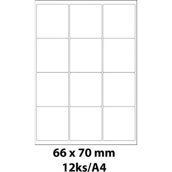 Papír Print etikety Emy 66x70 mm, 12ks/arch, 100 archů, samolepící