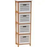 Bílá/přírodní komoda TALAS s 4 šuplíky, 109x32x30 cm, MDF a masiv