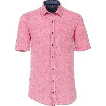 Pánská košile Pánská košile Casa Moda červená lněná krátký rukáv vel. 4XL - 7XL (50 - 56) Casa Moda - 6XL