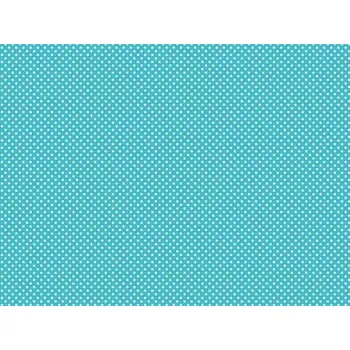 Bavlněné plátno - bílé puntíky na tyrkysovém podkladu
