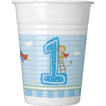 Koktejlová dekorace Procos - Sada 8 kelímků první narozeniny chlapeček -