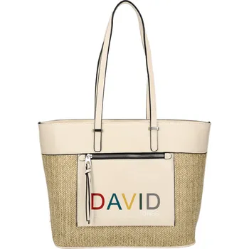 Kabelka DAVID JONES Krémová velká dámská kabelka přes rameno CM5741