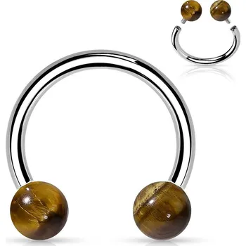 Piercing Piercing - podkova s vnitřním závitem (tygří oko)