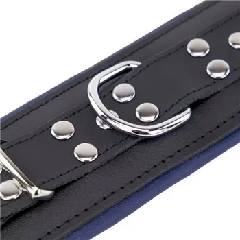 Pouta na ruce The RED Leather Handcuff Padding black/blue | The RED