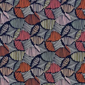 Úplet N5477 modrý, barevný vzor, š.150