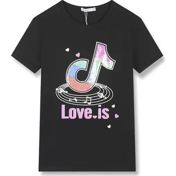 Dívčí triko - KUGO KT9909, černá Barva: Černá, Velikost: 170