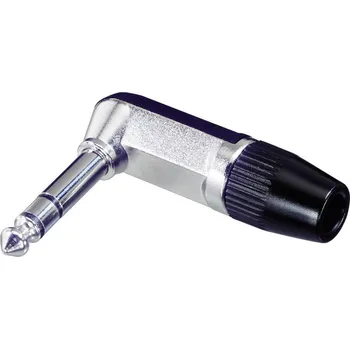 Elektrický konektor Rean AV NYS208 jack konektor 6.35 mm zástrčka, zahnutá Pólů: 3 stereo stříbrná, černá 1 ks