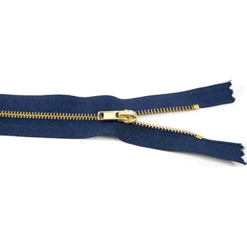 Zip Nedělitelný kovový mosazný zip č.3 více barev - délka (10 - 25 cm) 10 cm Tmavě modrá