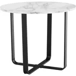 Designový konferenční stolek SALINO, bílý mramor/černý kov, průměr 60 cm