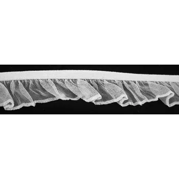 Elastický volánek - bílá - šířka 3,2 cm