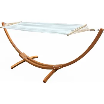 Houpací síť inSPORTline Woodleaf houpací síť s dřevěným stojanem 80 x 200 cm