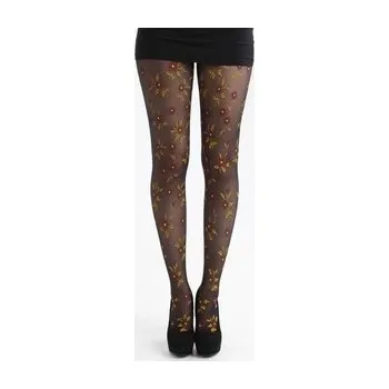 Dámské punčochy Punčocháče černé - Flocked Small Floral