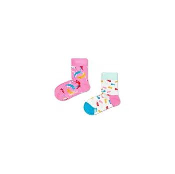Dětské ponožky Happy Socks s kočkami a rybími kostřičkami, DVA PÁRY